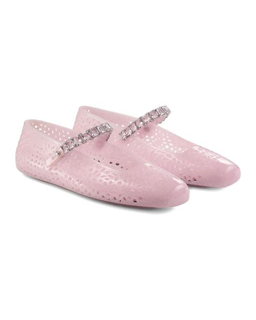 Jimmy Choo Roze Ballerina Schoenen Met Kristalversiering in het Pink