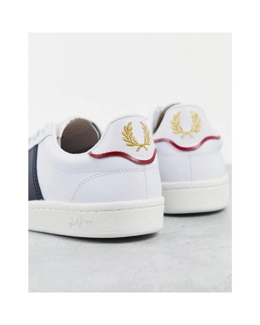Fred Perry Blue B721 Leather Side Panel White for men