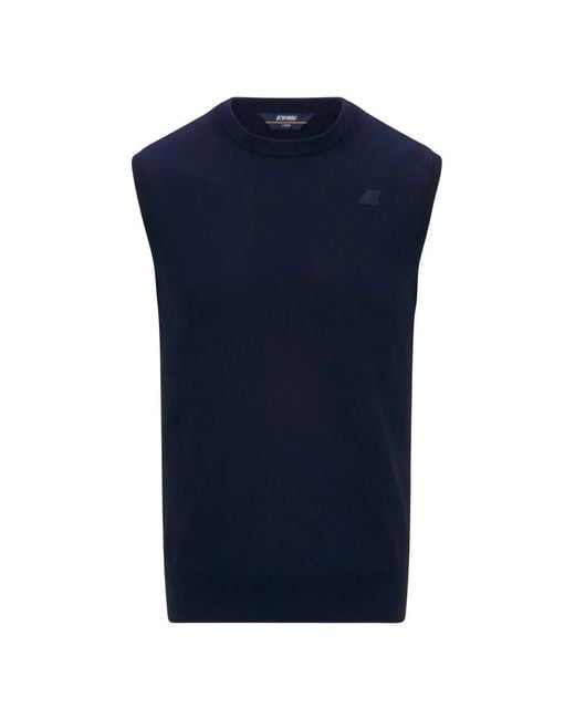 K-Way Blue Sleeveless Knitwear for men