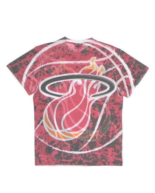 Mitchell & Ness Tops ,Veelkleurig ,Katoen Miami Heat Nba Tee Hardwood Classics in het Pink voor heren