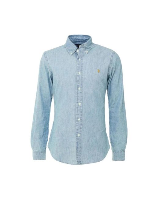 Camicia slim fit chambray da Uomo di Polo Ralph Lauren in Blu | Lyst