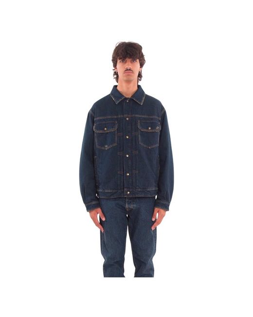CYCLE Jassen ,Blauw ,Denim Saki Dark Wash Trucker Jacket in het Blue voor heren