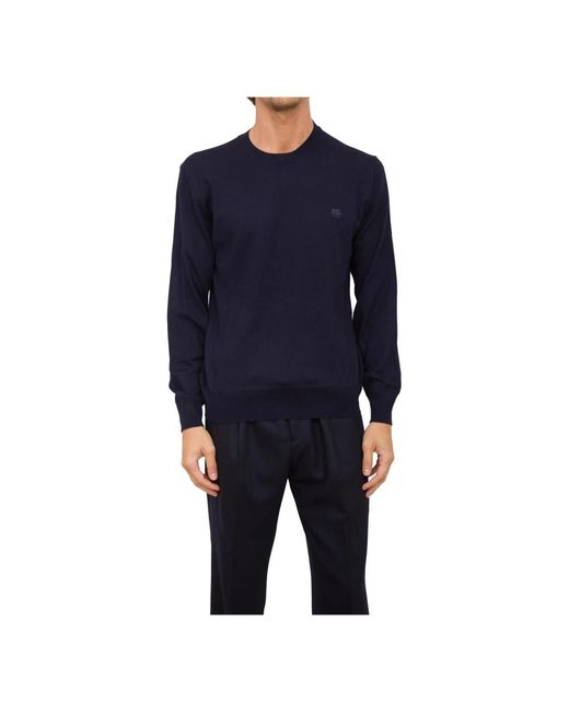 Etro Hoodies & Sweatvesten ,Blauw ,Wol Gebreide Trui Met Ronde Hals in het Blue voor heren