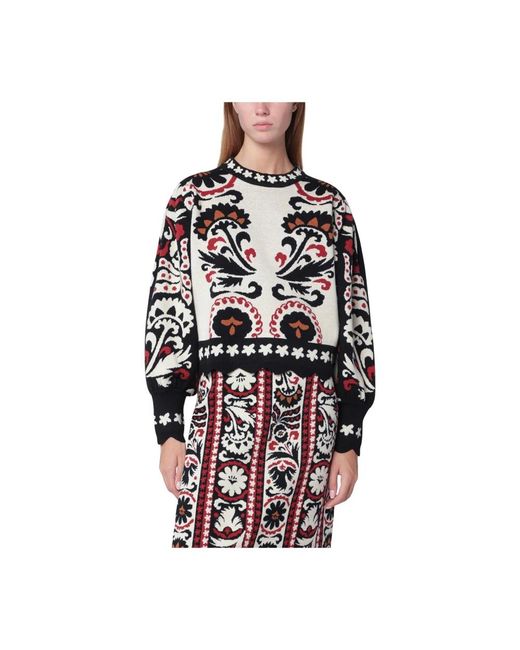 Round-Neck Knitwear Farm Rio de color Black