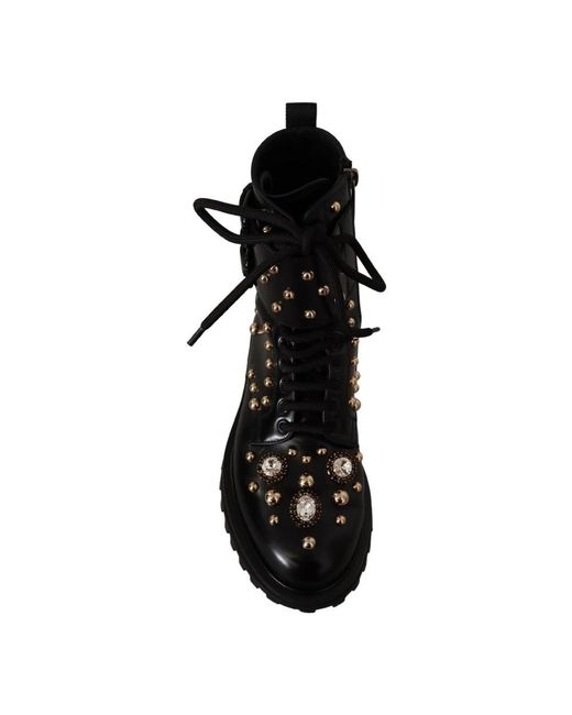 Dolce & Gabbana Kristallverzierte lederstiefel in Black für Herren