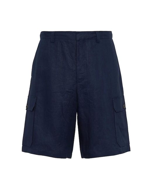 Bermudas de lino Prada de hombre de color Blue