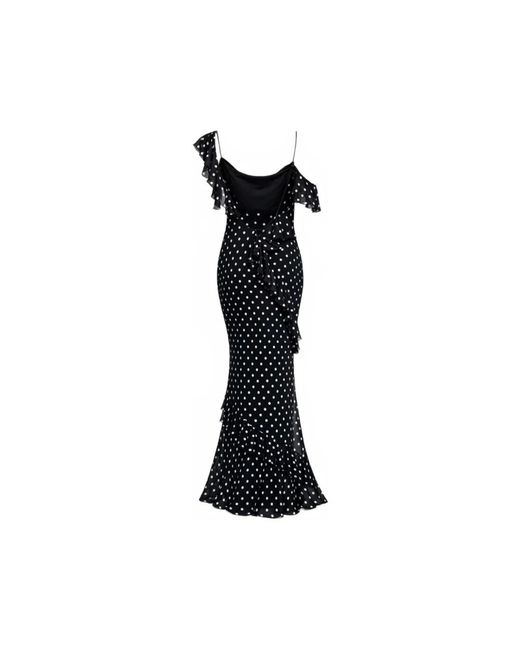 Self-Portrait Georgette Maxi-Jurk Met Polkadots En Ruffles in het Black