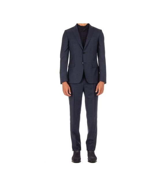 Zegna Blue Single Breasted Suits for men