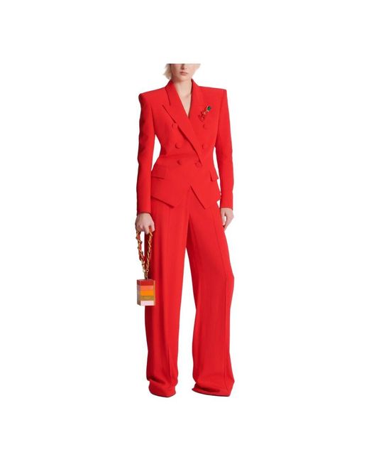 Balmain Red Taillierte jacke mit sechs knöpfen aus crêpe