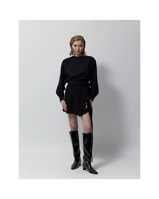Envelope Overhemden ,Zwart ,Zijden Statement Top Met Schoudervullingen in het Black