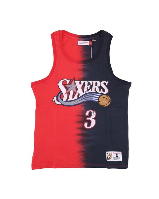 Mitchell & Ness Fitness ,Veelkleurig ,Katoen Nba Tie Dye Tank Allen Iverson in het Red voor heren
