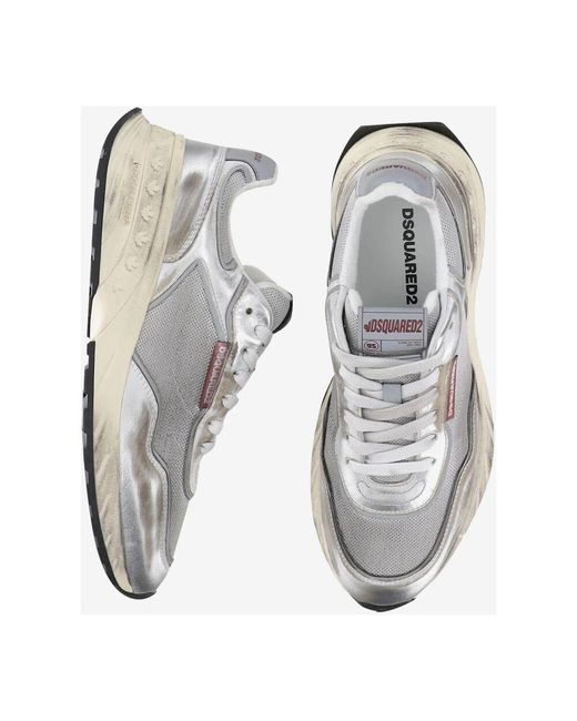 DSquared² Logo Mesh Leder Sneaker in Gray für Herren