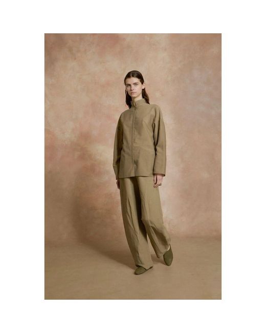 Cortana Green Soles, grünes khaki baumwoll-voile-hemd