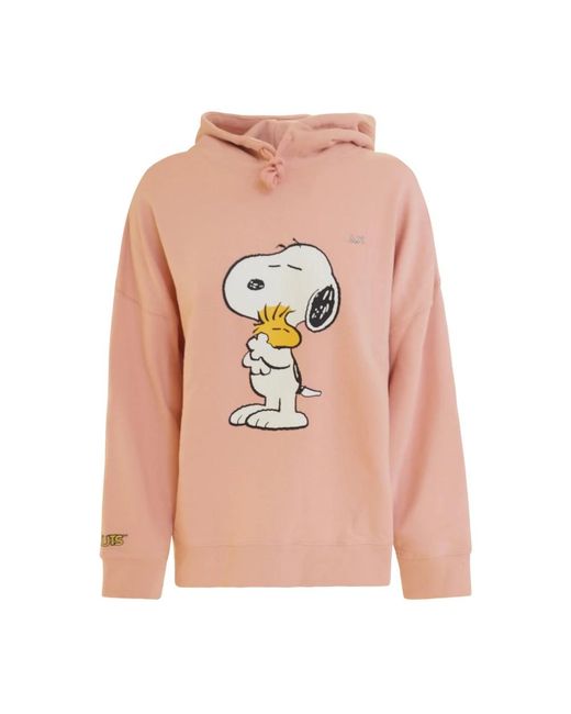 Sun 68 Hoodies & Sweatvesten ,Roze ,Snoopy & Woodstock Hoodie Sweatshirt in het Pink
