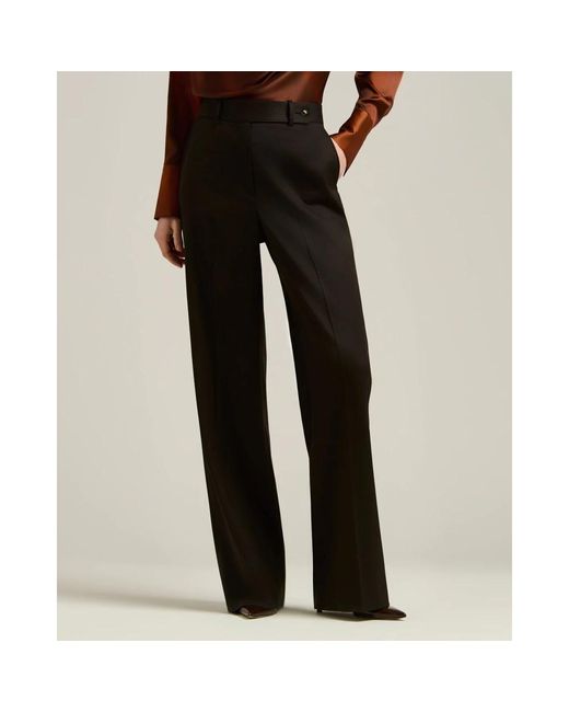 Kiton Broeken ,Bruin ,Wol Gedurfde Wol Palazzo Broek in het Black