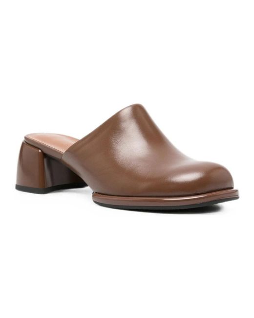 ADRIANNA FERETTI Brown Heeled Mules