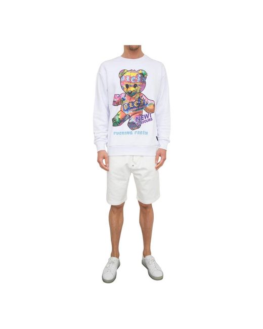 Philipp Plein White Denim Shorts for men