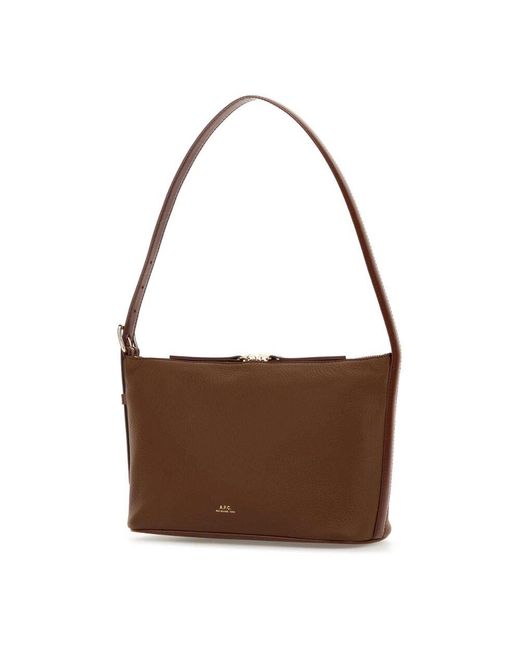 A.P.C. Brown Karamell Leder Schultertasche