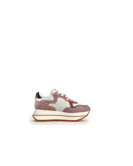 W6yz Grijze/Roze Suède Sneakers Met Glitterinzetten in het Pink