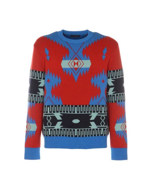 Alanui Red Round-Neck Knitwear for men