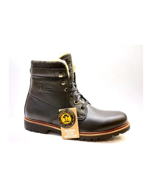 Panama Jack Schoenen ,Zwart ,Wol Zwarte Gladde Gevet Leren Sneaker Met Rubberen Zool En Merinowollen Voering in het Brown voor heren