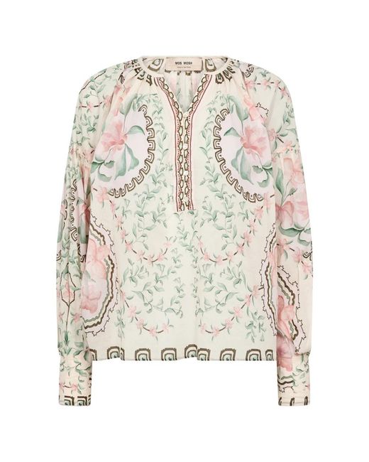 Mos Mosh Blouse Lange Mouw 178220 Mmwylde Orchi in het White