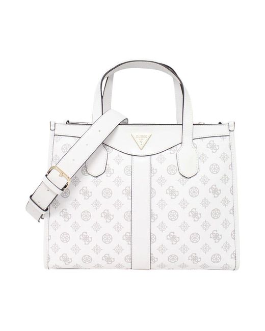 Guess White Damenhandtasche Aus Kunstleder Mit Logo