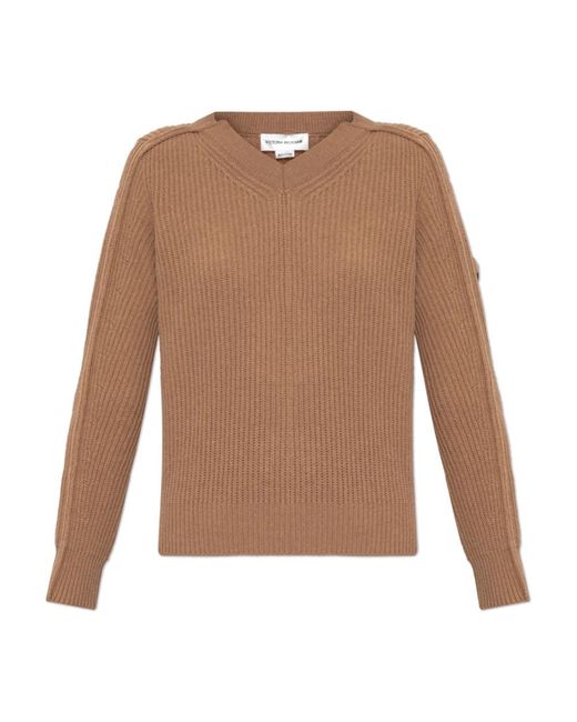 Victoria Beckham Geribbelde Sweater in het Brown