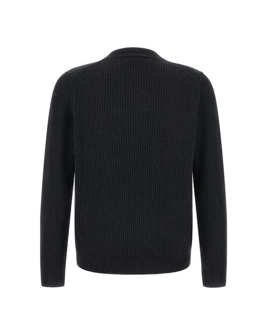 Zanone Black Round-Neck Knitwear for men