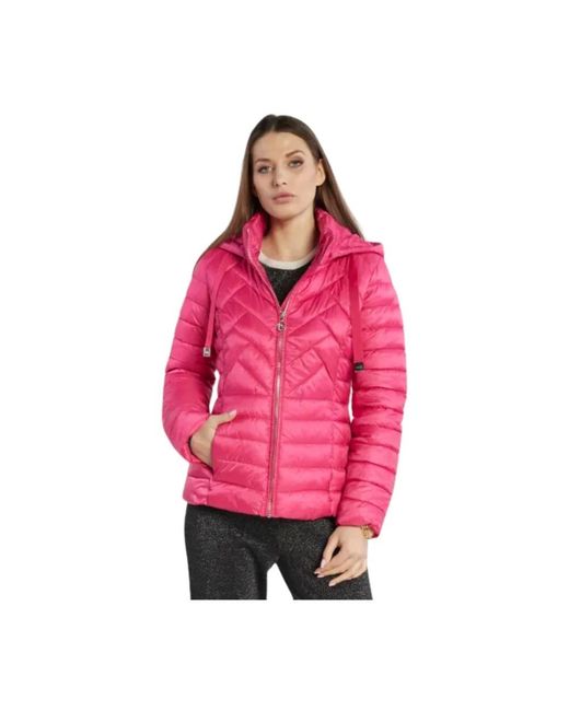 Liu Jo Jassen ,Roze ,Polyester Winter Hoodie Jas, Roze in het Pink