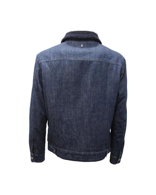 Dondup Jassen ,Blauw ,Denim Gewatteerde Spijkerjas Gemaakt in het Blue voor heren