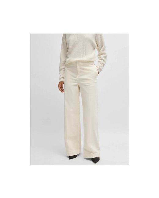 HUGO White Wide Trousers