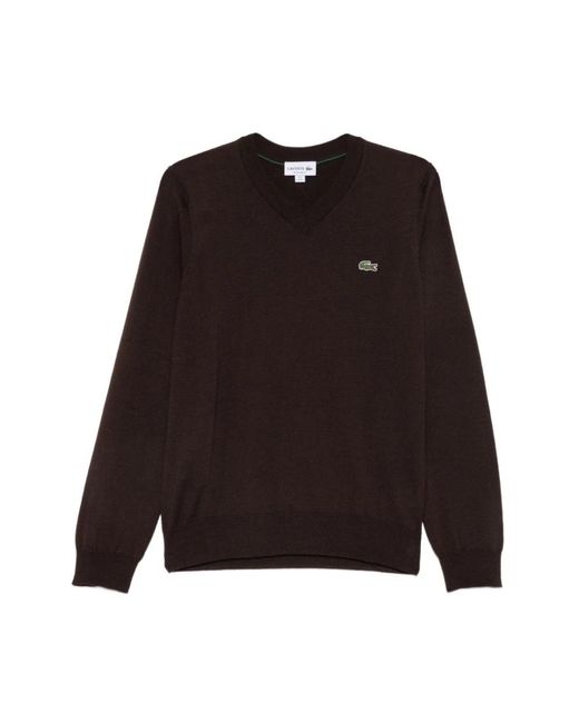 Lacoste Black V-Neck Knitwear for men