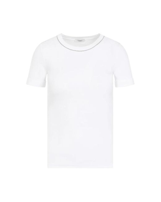 Camiseta de algodón blanco acanalado Peserico de color White