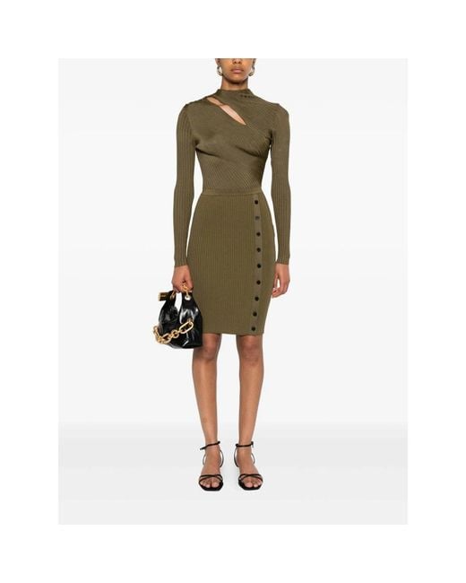 Self-Portrait Knitted Dresses in het Green