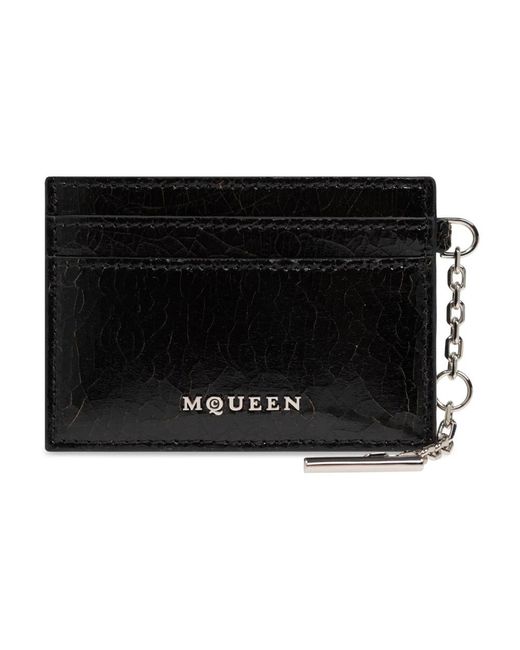 Alexander McQueen Black Textured Leather Card Holder for men