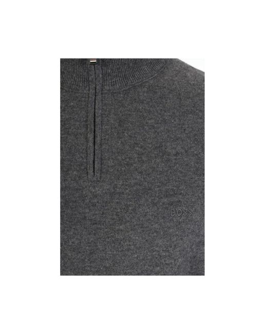 HUGO Truien & Vesten ,Grijs ,Marlo Zip-Neck Sweater in het Gray voor heren