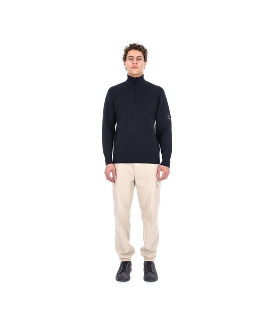 C P Company Truien & Vesten ,Blauw ,Maglia Mezza Zip in het Blue voor heren