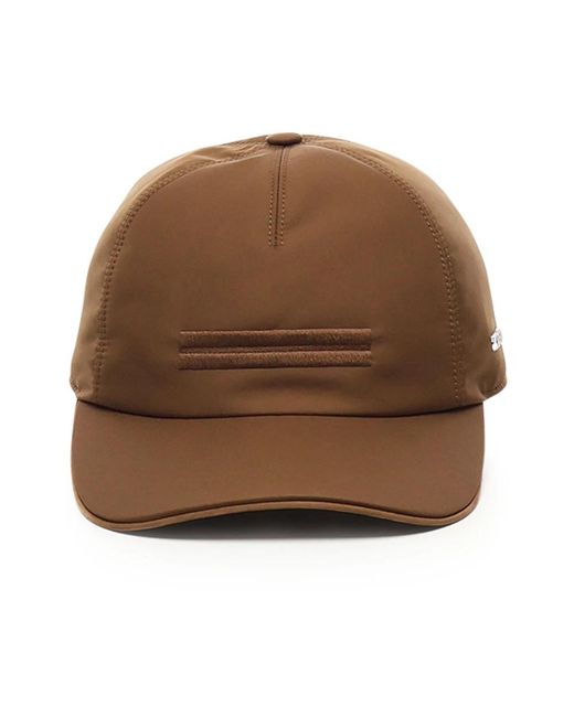 Zegna Besticktes Logo Brauner Baumwollhut in Brown für Herren
