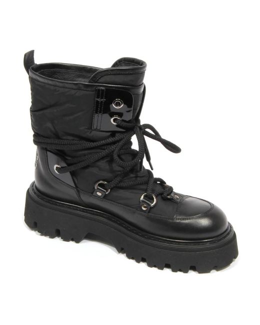 Casadei Black Lace-Up Boots