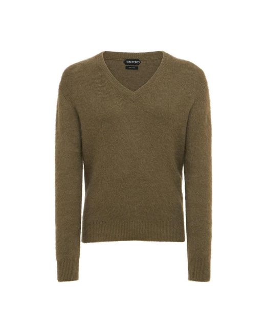 Tom Ford Green V-Neck Knitwear for men