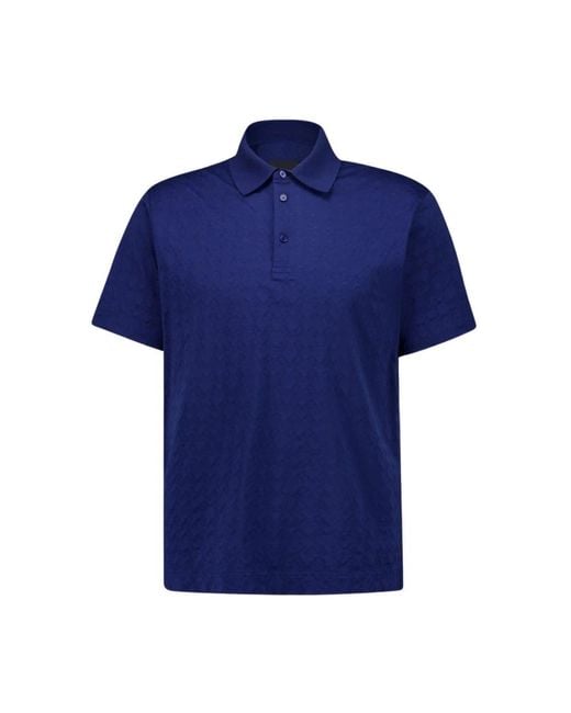 Givenchy Blaues Jacquard Polo Shirt Italien Handgefertigt in Blue für Herren
