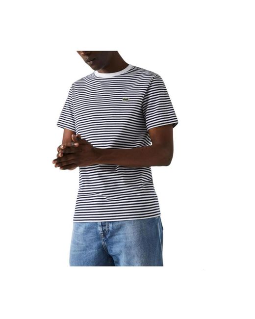 Lacoste Tops ,Veelkleurig ,Gestreept T-Shirt in het Blue voor heren