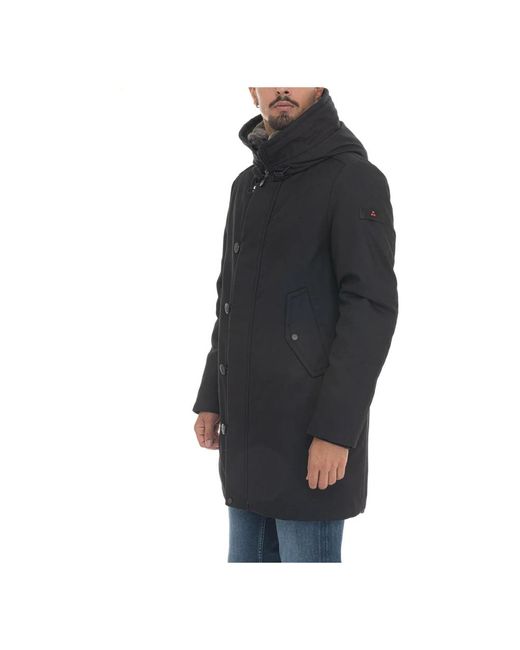 Peuterey Jassen ,Blauw ,Katoen Bont Parka Met Ritssluiting in het Black voor heren