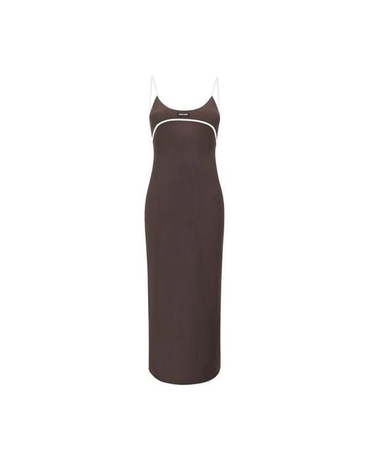 Miu Miu Brown Ärmelloses Midi-Kleid Mit Kontrastnähten