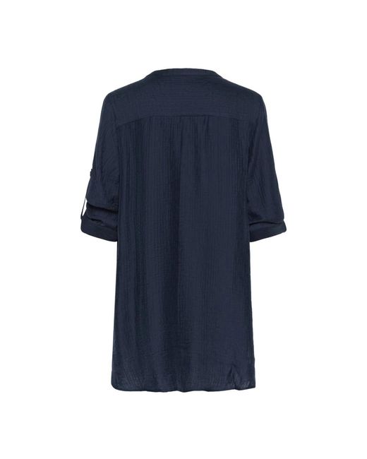 Cream Kleedjes ,Blauw ,Nylon Blauwe Tuniek Jurk Met V-Hals in het Blue