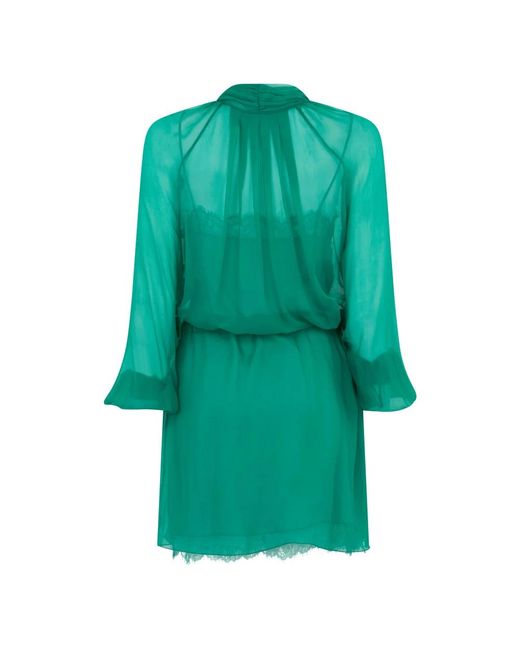 Alberta Ferretti Korte Jurk Met Knoop Aan De Taille in het Green