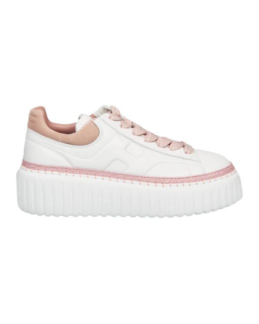 Hogan White Weiße sneakers mit rosa profilen