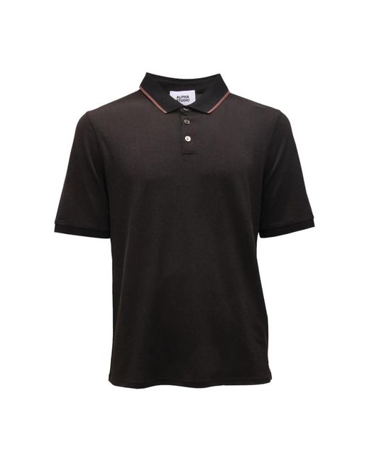 Alpha Studio Tops ,Zwart ,Katoen Zijde/Katoen Shirt in het Black voor heren
