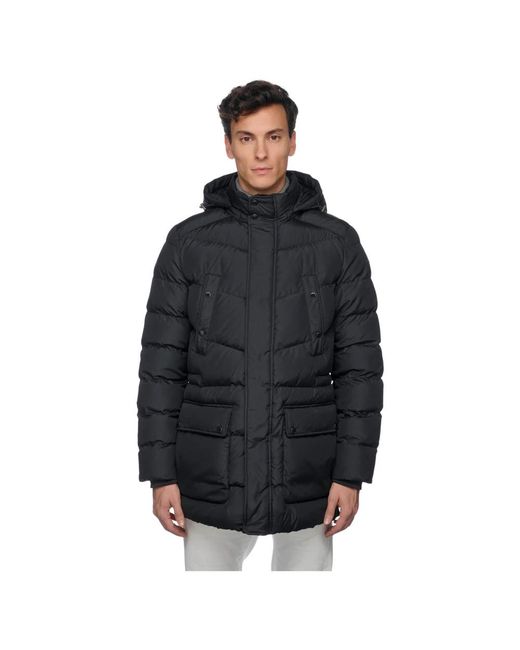 Geox Jassen ,Zwart ,Polyester Leitan Long Parka in het Black voor heren
